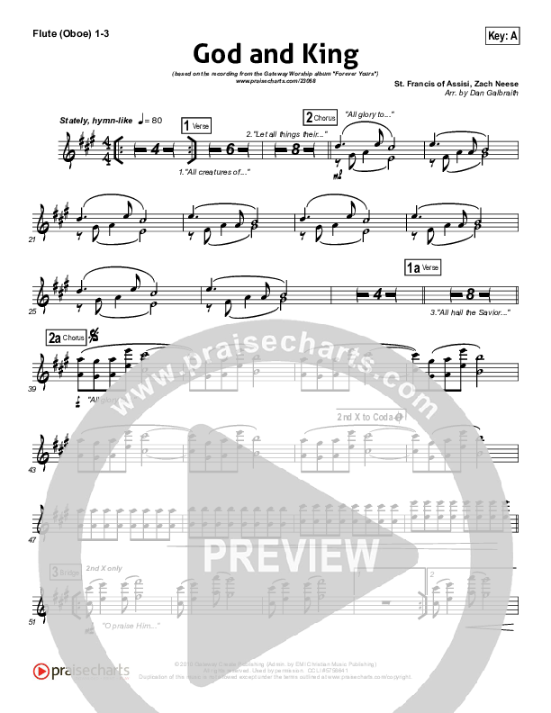 God And King Flute/Oboe 1/2/3 (Gateway Worship)