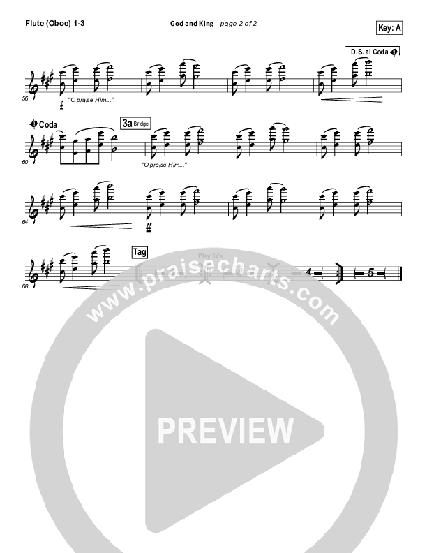God And King Flute/Oboe 1/2/3 (Gateway Worship)