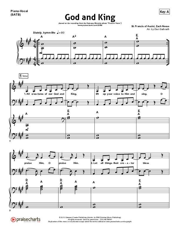 God And King Piano/Vocal (SATB) (Gateway Worship)