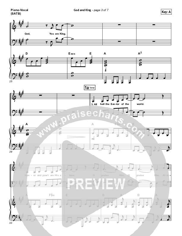 God And King Piano/Vocal (SATB) (Gateway Worship)