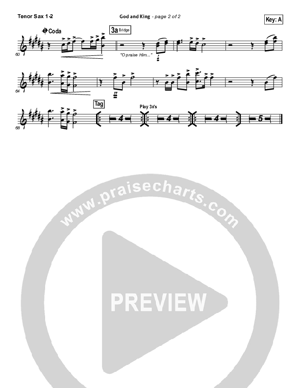 God And King Tenor Sax 1/2 (Gateway Worship)