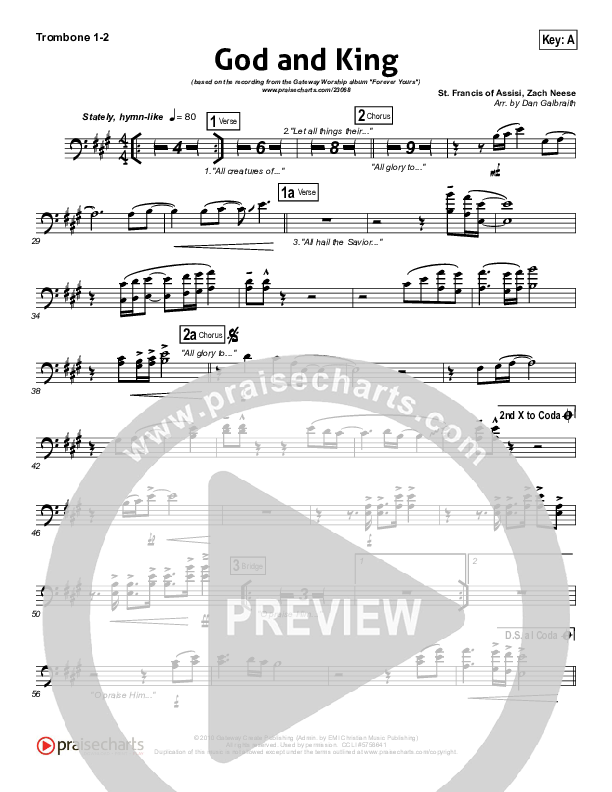 God And King Trombone 1/2 (Gateway Worship)