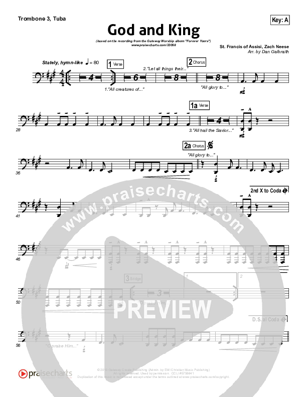 God And King Trombone 3/Tuba (Gateway Worship)