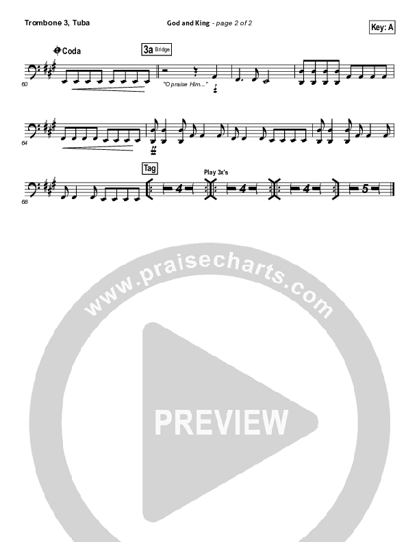 God And King Trombone 3/Tuba (Gateway Worship)