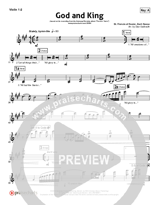 God And King Violin 1/2 (Gateway Worship)