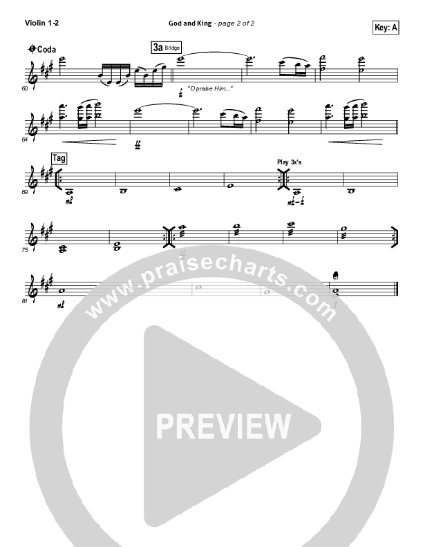 God And King Violin 1/2 (Gateway Worship)