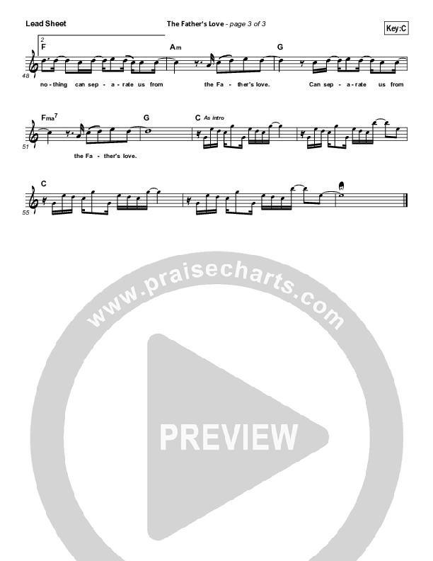 The Father's Love Lead Sheet (Gateway Worship)