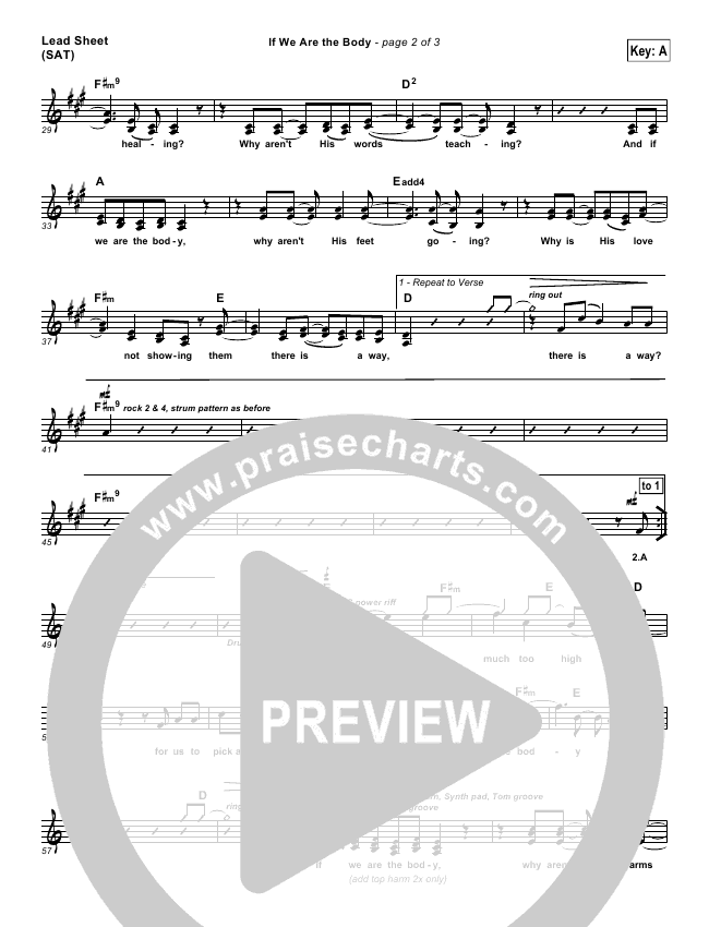 If We Are The Body Sheet Music Pdf Casting Crowns Praisecharts