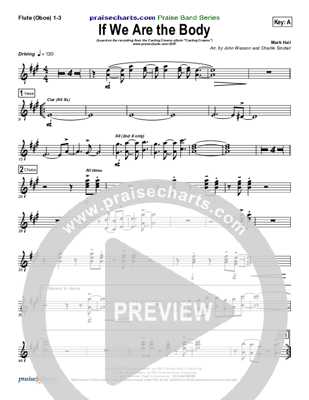 If We Are The Body Flute/Oboe 1/2/3 (Casting Crowns)