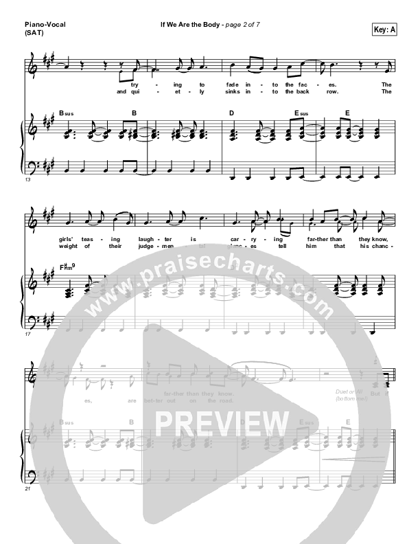 If We Are The Body Piano/Vocal (Casting Crowns)