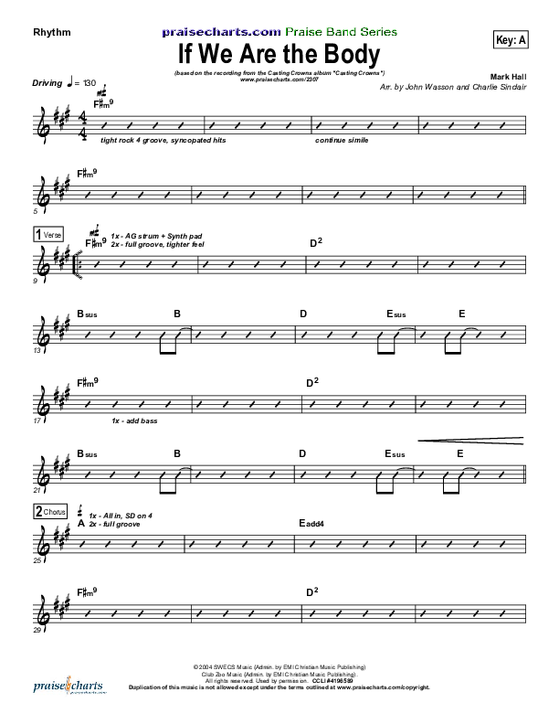 If We Are The Body Rhythm Chart (Casting Crowns)