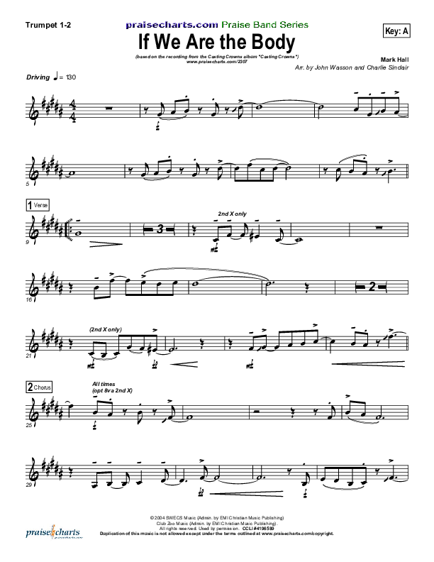 If We Are The Body Trumpet 1,2 (Casting Crowns)