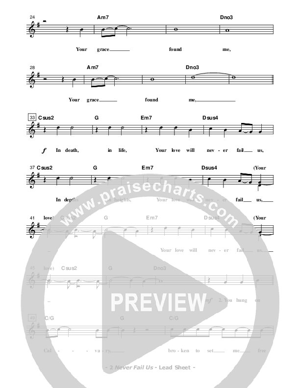 Never Fail Us Lead Sheet (Don Chapman)
