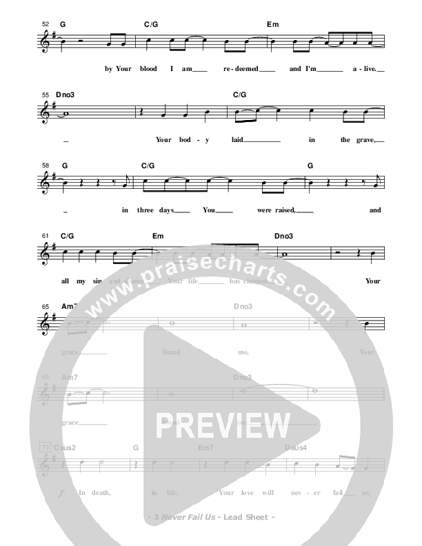 Never Fail Us Lead Sheet (Don Chapman)