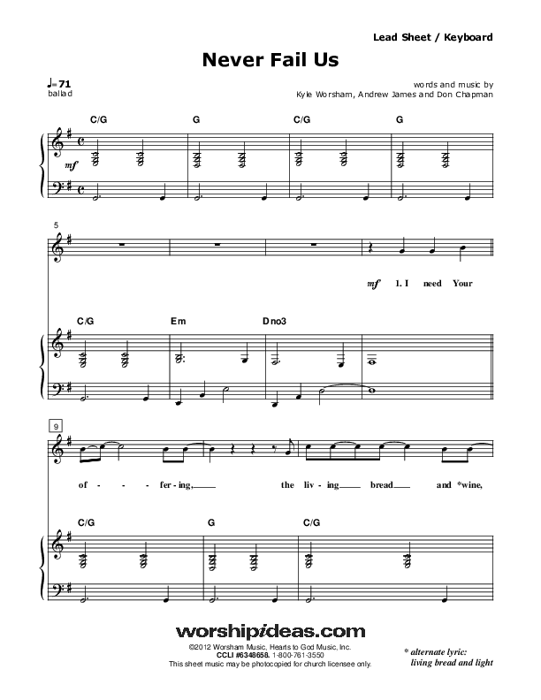 Never Fail Us Lead & Piano (Don Chapman)