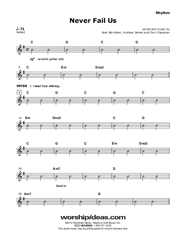 Never Fail Us Rhythm Chart (Don Chapman)