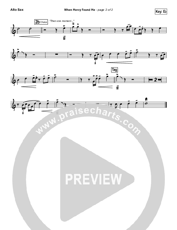 When Mercy Found Me Alto Sax (Rhett Walker Band)