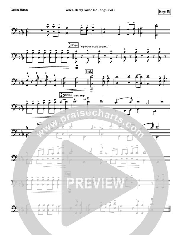 When Mercy Found Me Cello/Bass (Rhett Walker Band)