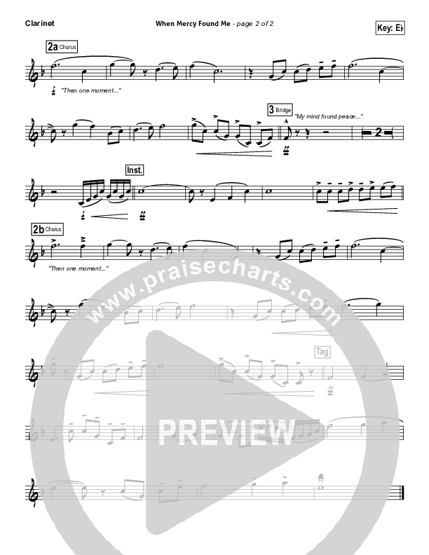 When Mercy Found Me Clarinet (Rhett Walker Band)