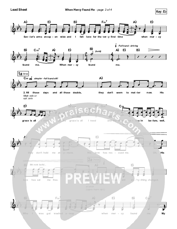 When Mercy Found Me Lead Sheet (Rhett Walker Band)