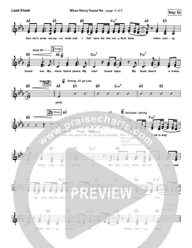 When Mercy Found Me Lead Sheet (Rhett Walker Band)