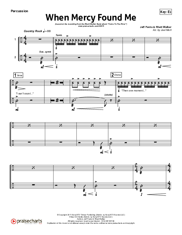 When Mercy Found Me Percussion (Rhett Walker Band)