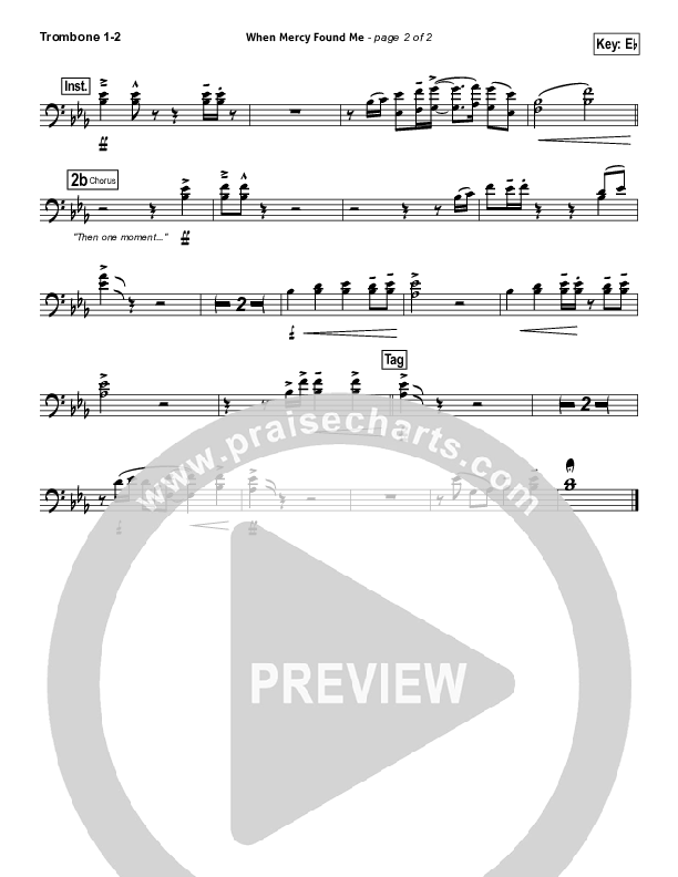 When Mercy Found Me Trombone 1/2 (Rhett Walker Band)