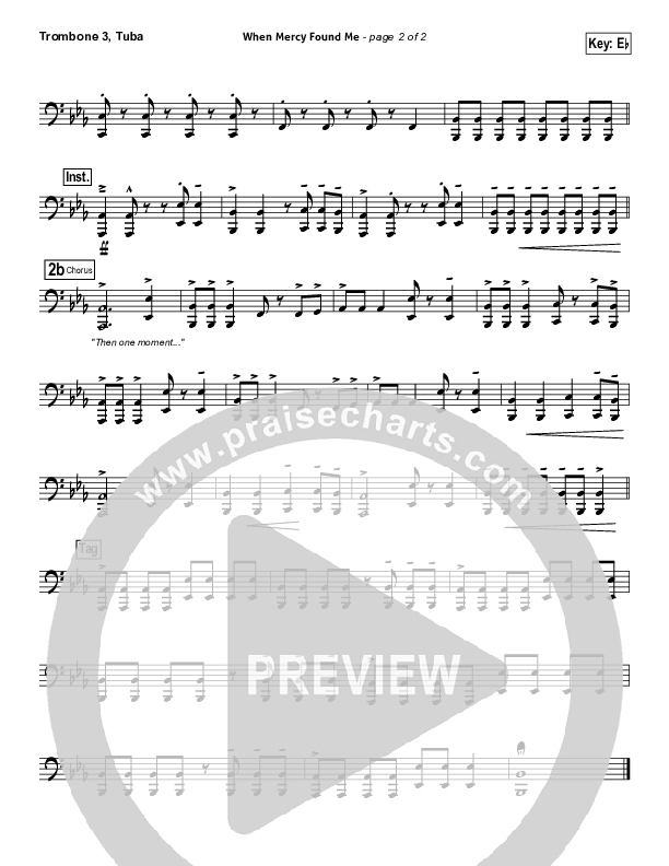 When Mercy Found Me Trombone 3/Tuba (Rhett Walker Band)