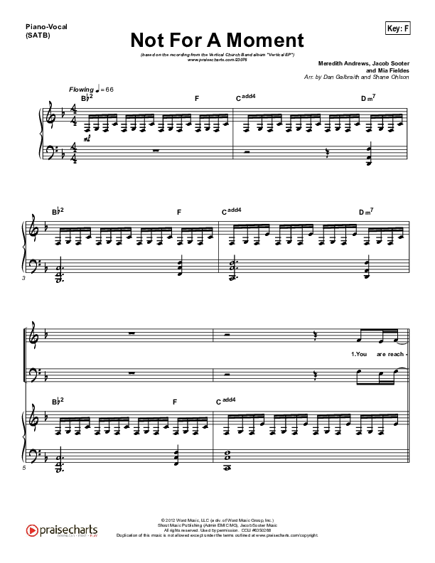 Not For A Moment (After All) Piano/Vocal (SATB) (Vertical Worship)