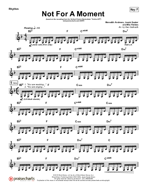 Not For A Moment (After All) Rhythm Chart (Vertical Worship)