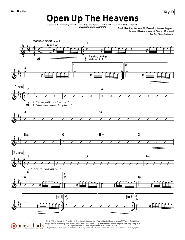 Open Up The Heavens Acoustic Guitar (Vertical Worship)