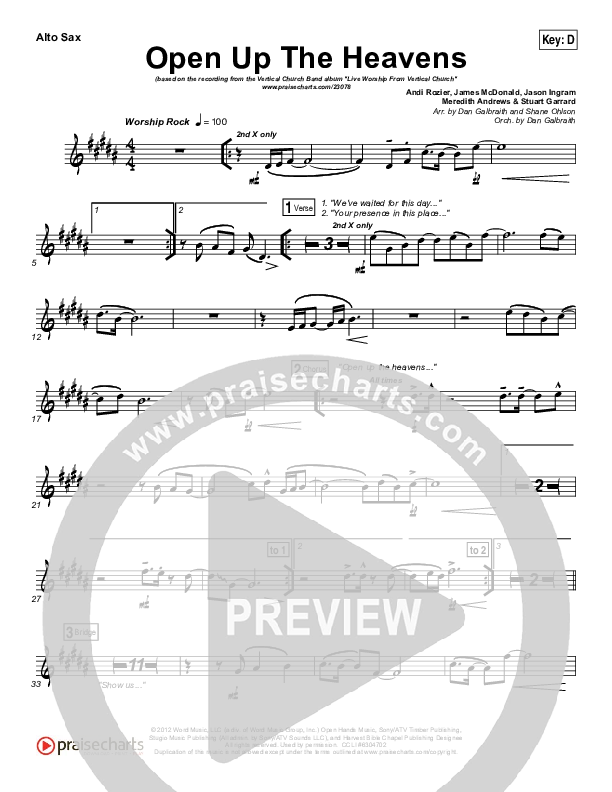 Open Up The Heavens Alto Sax (Vertical Worship)