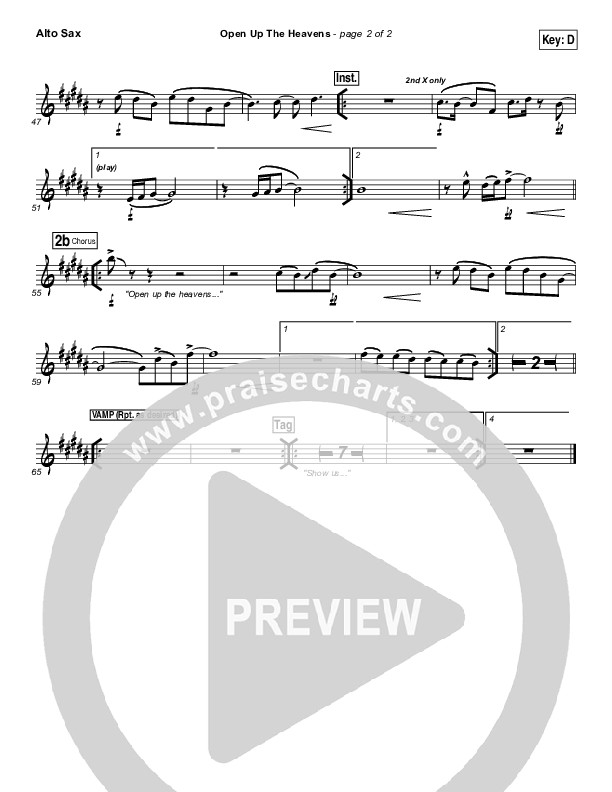 Open Up The Heavens Alto Sax (Vertical Worship)