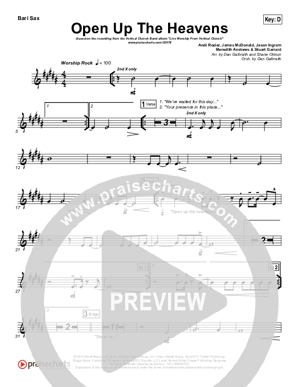 Open Up The Heavens Bari Sax (Vertical Worship)