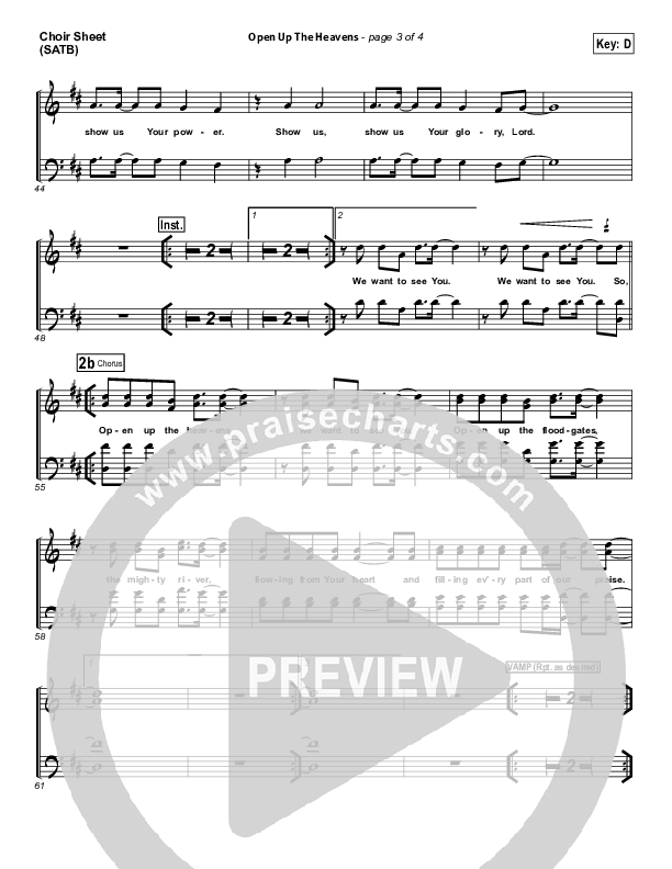 Open Up The Heavens Choir Sheet (SATB) (Vertical Worship)