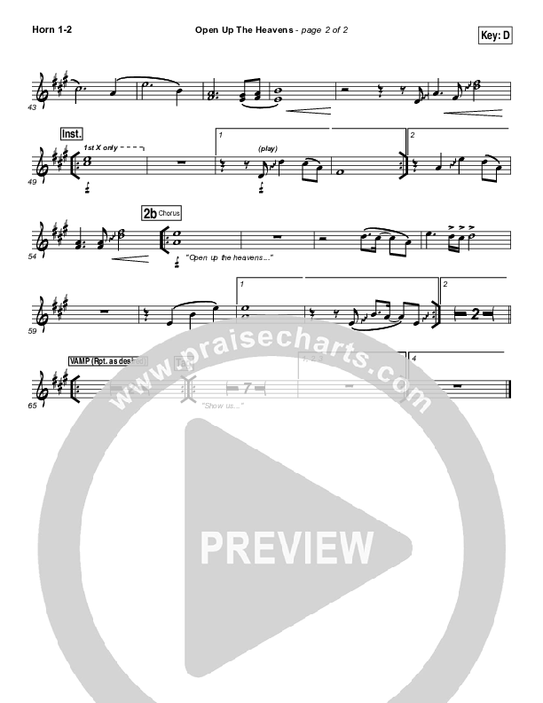 Open Up The Heavens French Horn 1,2 (Vertical Worship)