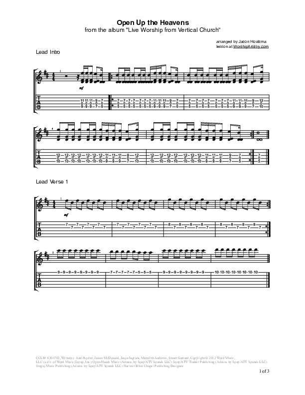 Open Up The Heavens Guitar TAB/Riffs (Vertical Worship)
