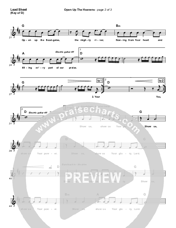 Open Up The Heavens Lead Sheet (Melody) (Vertical Worship)