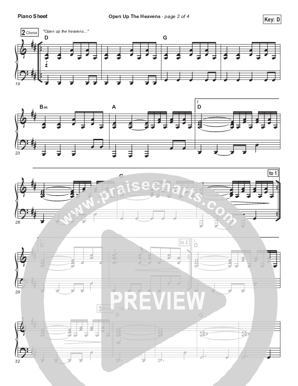 Open Up The Heavens Piano Sheet (Vertical Worship)