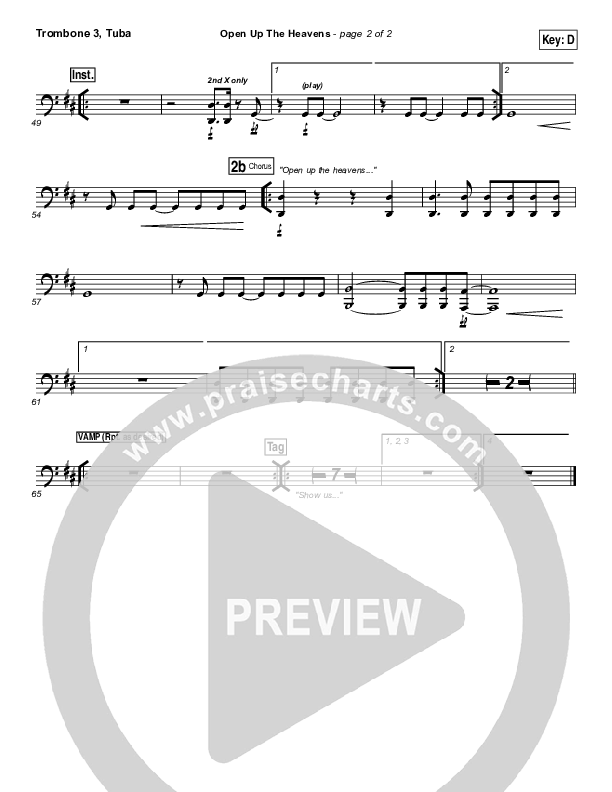 Open Up The Heavens Trombone 3/Tuba (Vertical Worship)