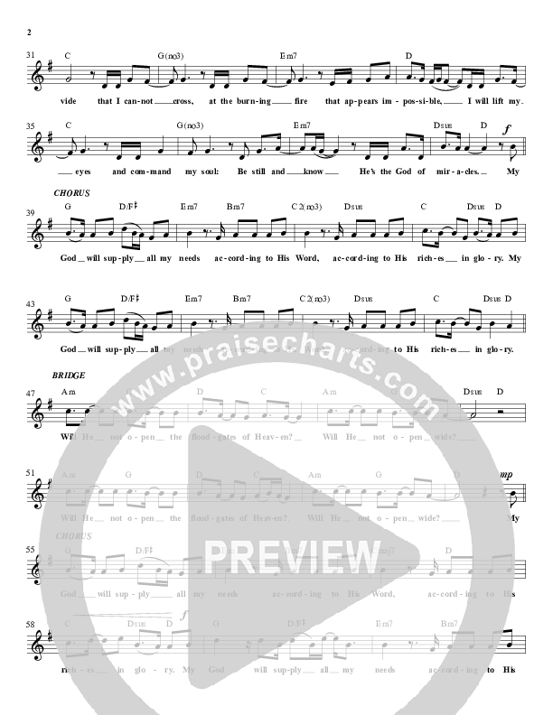 According To His Word Lead Sheet (Jared Anderson)