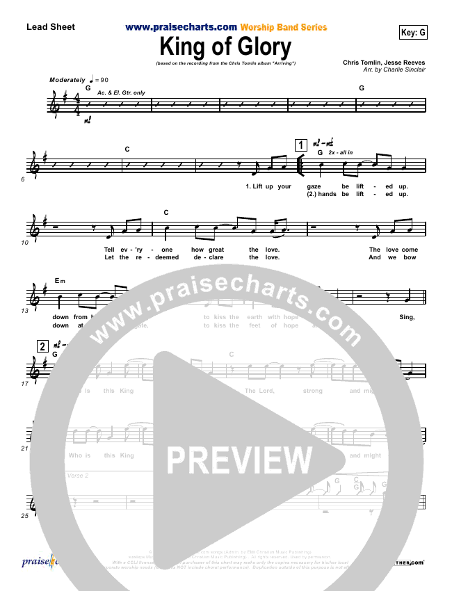 King Of Glory Sheet Music (Chris Tomlin) PraiseCharts
