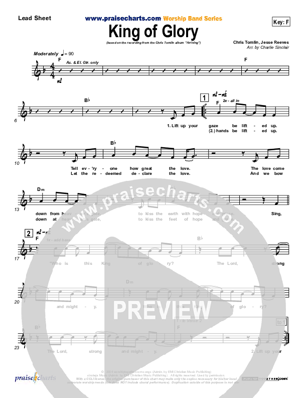 King Of Glory Lead Sheet (Chris Tomlin)