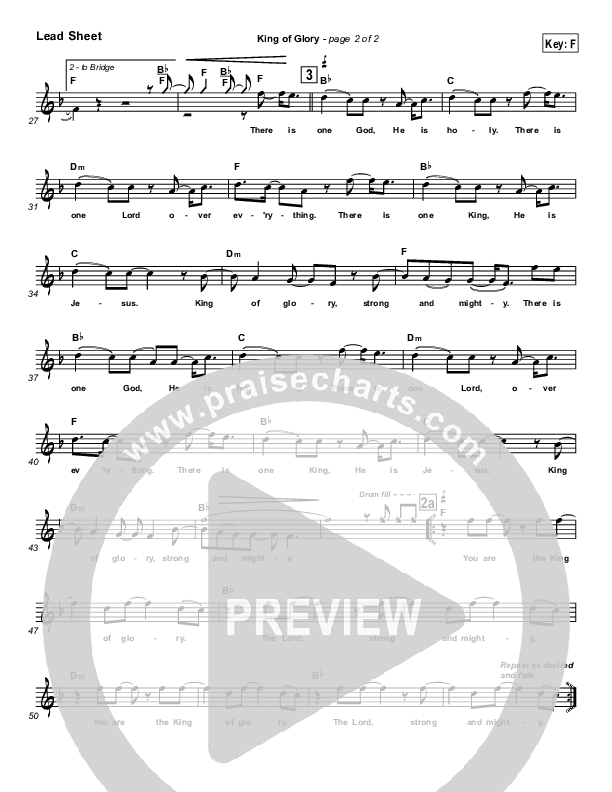King Of Glory Lead Sheet (Chris Tomlin)