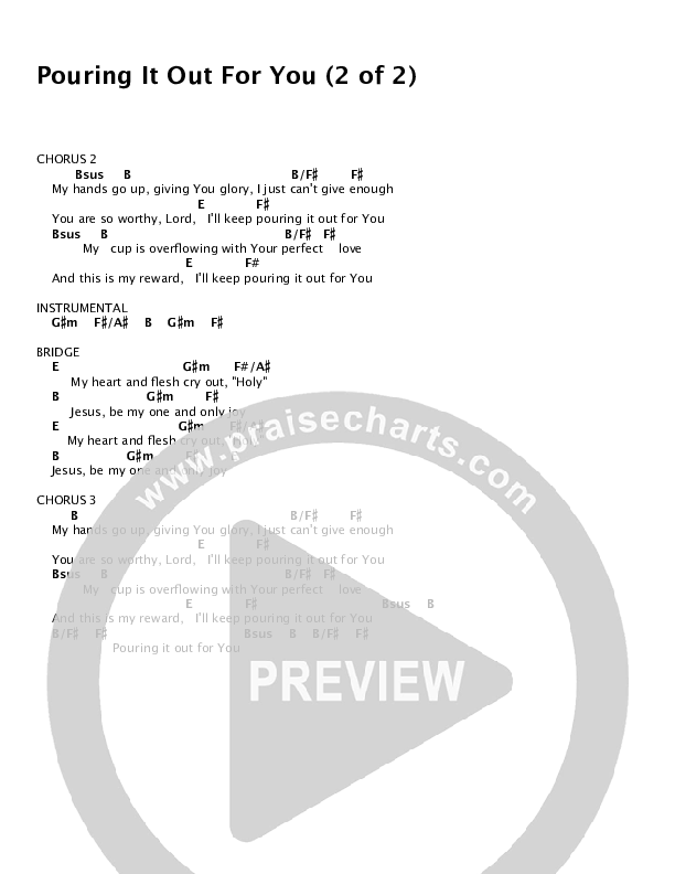 Pouring It Out For You Chord Chart (Jared Anderson)