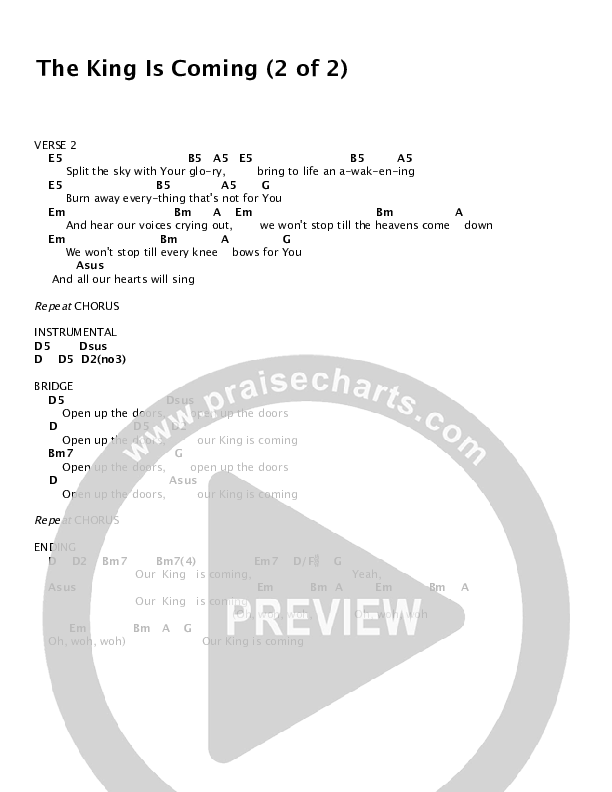 The King Is Coming Chords & Lyrics (Jared Anderson)