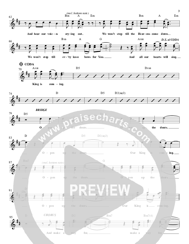 The King Is Coming Lead Sheet (Jared Anderson)