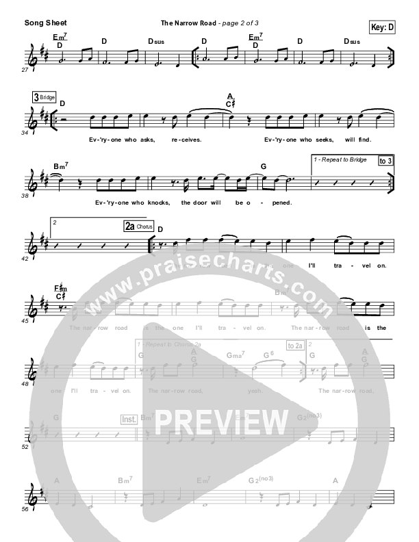 The Narrow Road Lead Sheet (Jared Anderson)