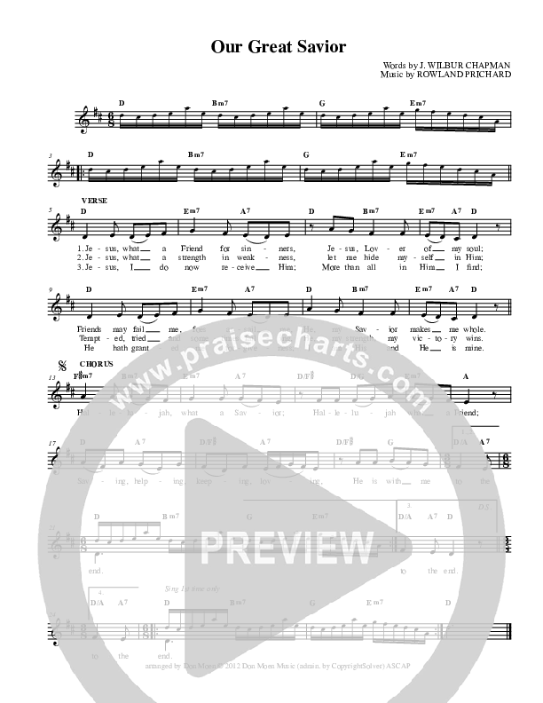 Our Great Savior Lead Sheet (Don Moen)
