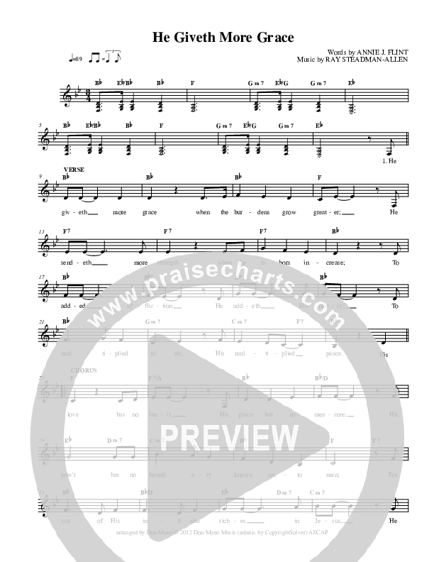 He Giveth More Grace Lead Sheet (Don Moen)
